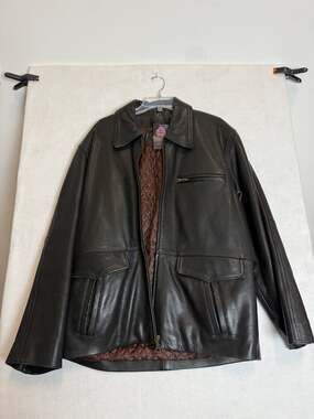 Michael Lawrence Men's Black Real Leather Quilted Lining Jacket Size Large